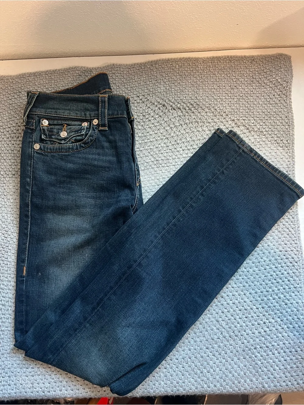 True Religion Ricky Relaxed Straight Dark Wash Jeans Mens Size 30 Made In Mexico